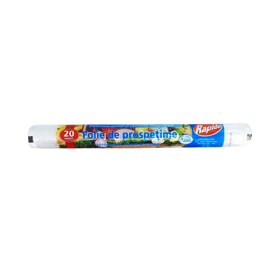 Folie Alimentara Rapido, 20 m, Folie de Prospetime, Folie Alimente, Folie pentru Alimente, Folie de Plastic pentru Alimente, Folie Alimentara Plastic, Folie Autoadeziva pentru Alimente, Folie Impachetat Alimente, Folie Stretch Alimente, Folie Ambalare