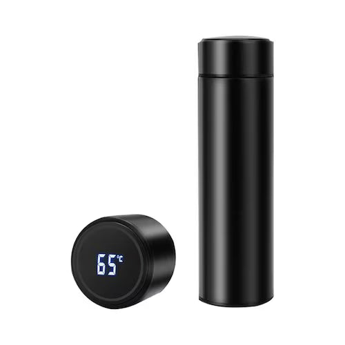 Termos Smart cu Display LED din Inox, 500 ml, Dimensiune 6.5×6.5×23 cm, Culoare Negru