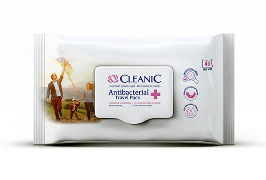 Servetele Umede Cleanic Travel, Antibacteriene, Recomfortante, 40 Buc/pachet, Pentru Calatorii