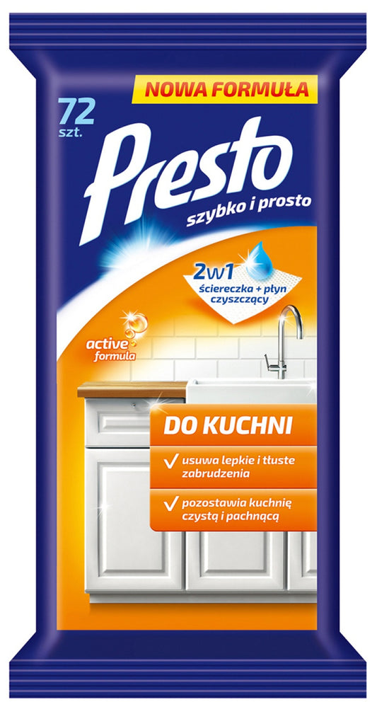 Servetele Umede Pentru Bucatarii, 72 Buc/pachet, Presto - Curata Murdaria Si Grasimile