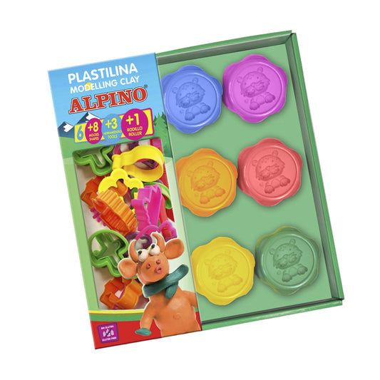 Kit 6 Culori X 90gr. Plastilina + 18 Ustensile Modelaj, Alpino