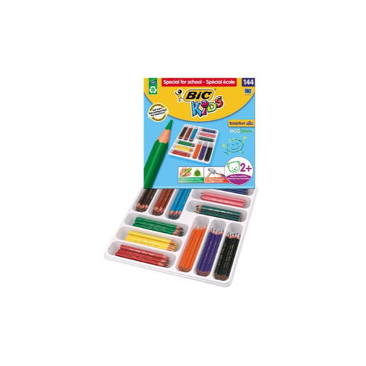 Creioane Colorate BIC Evolution Triunghiulare, 144 Buc/Set, Culori Asortate, Creioane Colorate BIC, Set 144 Creioane Colorate BIC Evolution Triunghiulare, Creion Colorat BIC, Creioane de Colorat pentru Copii