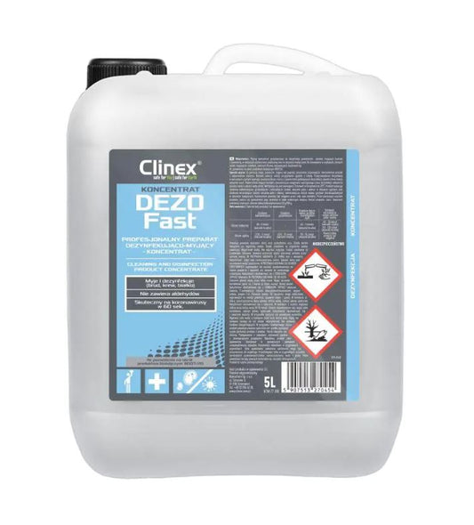 Clinex Dezofast, 5 Litri, Detergent Concentrat Pentru Curatat Si Dezinfectat Suprafete Diverse